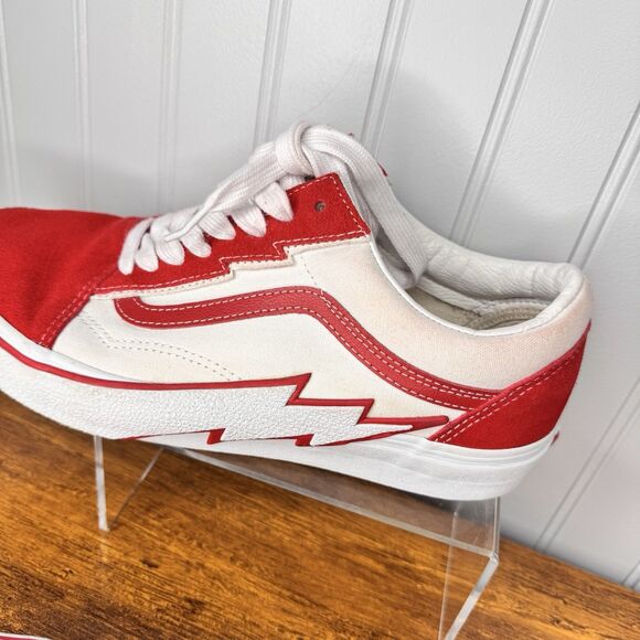 Vans Old Skool Bolt Red White VN0009Q56RT Classic Suede Women's Sz 10.5 Men's 9 - Picture 8 of 13